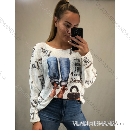 Women's thin long sleeve knitted sweater (S / M ONE SIZE) ITALIAN FASHION IMWD216443-B