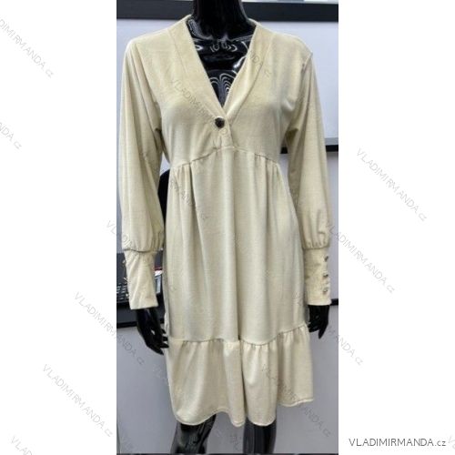 Šaty sametové  oversize dlouhý rukáv dámské (S/M ONE SIZE) ITALSKÁ MÓDA IMWB216947