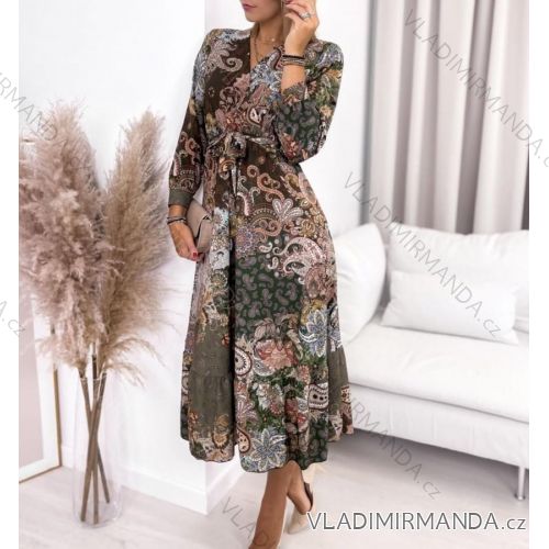 Šaty dlouhé dlouhý rukáv dámské (S/M ONE SIZE) ITALSKÁ MÓDA IMWM216919