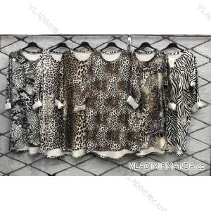 Šaty oversize dlouhý rukáv dámské leopard (L/XL ONE SIZE) ITALSKá MóDA IMWD216987