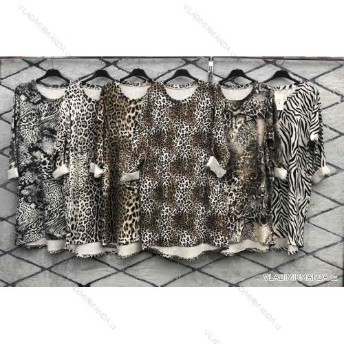 Šaty oversize dlouhý rukáv dámské leopard (L/XL ONE SIZE) ITALSKá MóDA IMWD216987