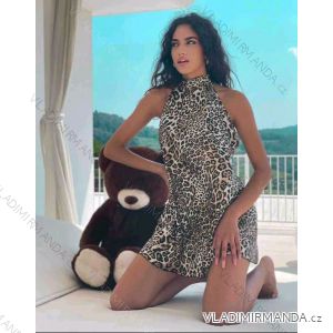 Šaty icecool bez rukávů dámské leopardí (S/M ONE SIZE) ITALSKÁ MÓDA IMM211484