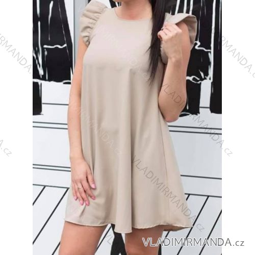 Šaty krátké letní bez rukávů dámské (S/M ONE SIZE) ITALSKÁ MÓDA IMM21711/DR S/M béžová