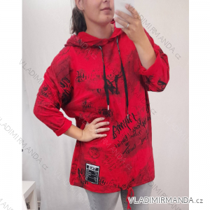 Tunika dlouhý rukáv s kapucí dámská nadrozměrná (2XL/3XL ONE SIZE) ITALSKÁ MÓDA IM4212231