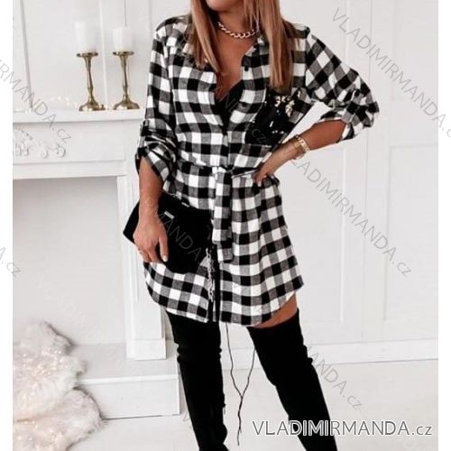 Šaty košilové dlouhý rukáv dámské (S/M ONE SIZE) ITALSKÁ MÓDA IMWY21804