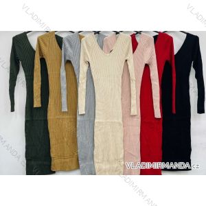 Šaty upletové  dlouhý rukáv dámské (S/M ONE SIZE) ITALSKÁ MÓDA IMWC217172
