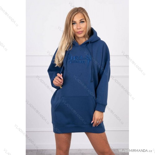 Zateplená nadměrná džínová mikina s vyšívaným nápisem