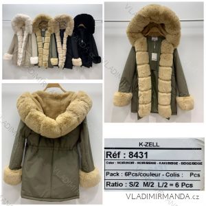 Kabát bunda zimní s kapucí kožíšek dámská (S-L) KZELL MODA KZE218431