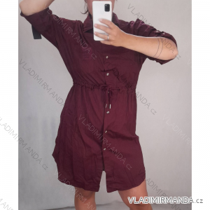 Šaty košilové 3/4 rukáv dámské nadrozměr (XL/2XL ONE SIZE) ITALSKá MóDA IM721303