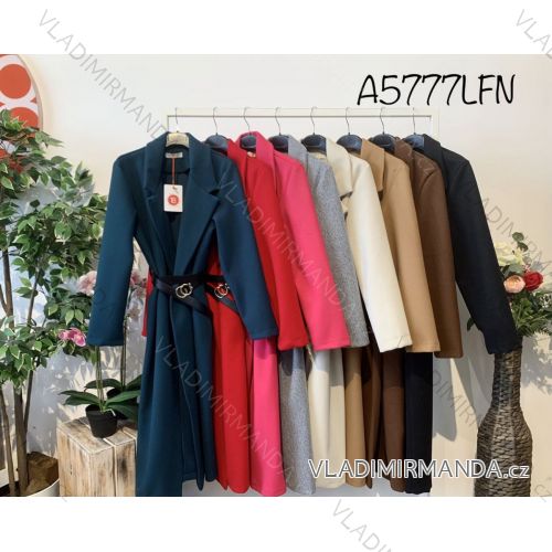 Sako dlouhé elegantní dlouhý rukáv s páskem dámské (S/M ONE SIZE) ITALSKÁ MÓDA IMWD21A5777LFN