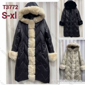 Kabát s kapucí kožíšek dlouhý rukáv dámská (S-XL) POLSKÁ MÓDA PMWT21T3772