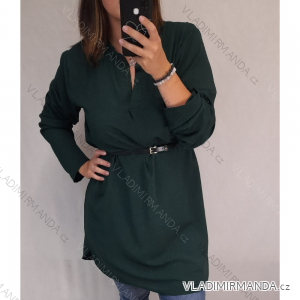 Šaty košilové s páskem dlouhý rukáv dámské (2XL/3XL ONE SIZE) ITALSKÁ MÓDA IM321525/DR