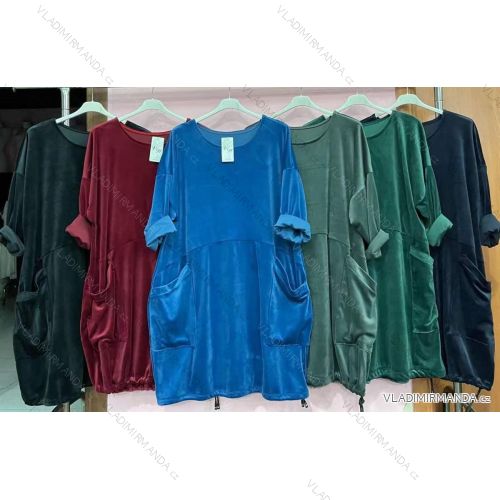 Šaty s vreckami dlhý rukáv dámske nadrozměr (5XL/6XL ONE SIZE) TALIANSKÁ MÓDA IMWQ21171