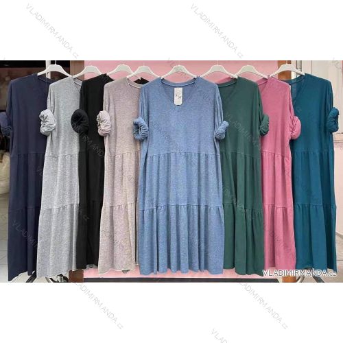 Šaty dlouhý rukáv dámské nadrozměr (3XL/4XL ONE SIZE) ITALSKÁ MÓDA IMWQ21175