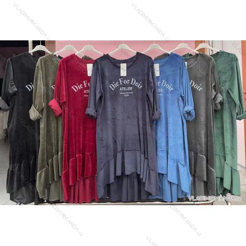 Šaty dlhý rukáv dámske nadrozměr (3XL / 4XL ONE SIZE) TALIANSKÁ MÓDA IMWQ21179