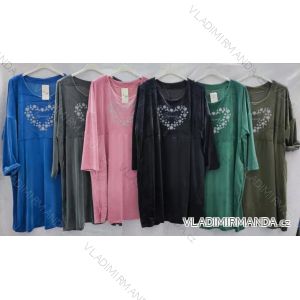Šaty dlouhý rukáv dámské nadrozměr (3XL/4XL ONE SIZE) ITALSKÁ MÓDA IMWQ21190