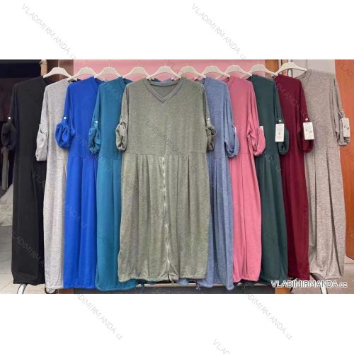Šaty dlhý rukáv dámske nadrozměr (3XL / 4XL ONE SIZE) TALIANSKÁ MÓDA IMWQ21196