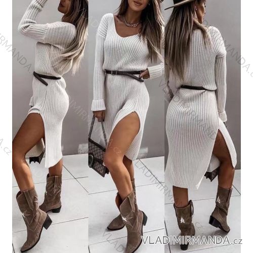 Damen Strickkleid mit langen Ärmeln (S / M ONE SIZE) ITALIAN FASHION IMWE217258