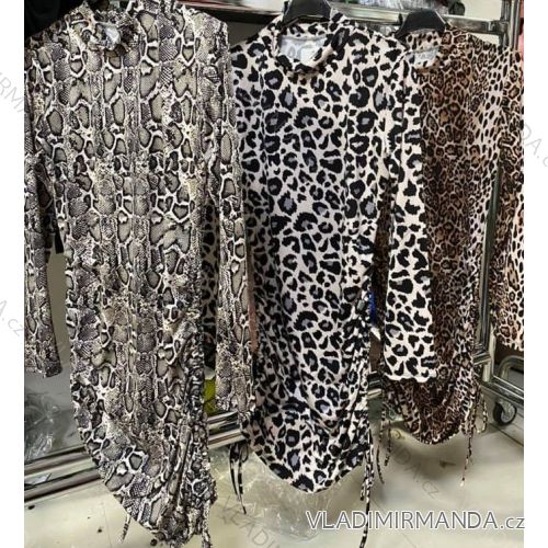 Šaty elegantní dlouhý rukáv icecool dámské (S/M ONE SIZE) ITALSKÁ MODA IMM211504