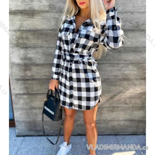 Šaty elegantní košilové 3/4 dlouhý rukáv dámské (S/M ONE SIZE) ITALSKÁ MÓDA IMM211531