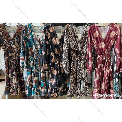 Šaty elegantní dlouhý rukáv dámské (S/M ONE SIZE) ITALSKÁ MODA IMM211594