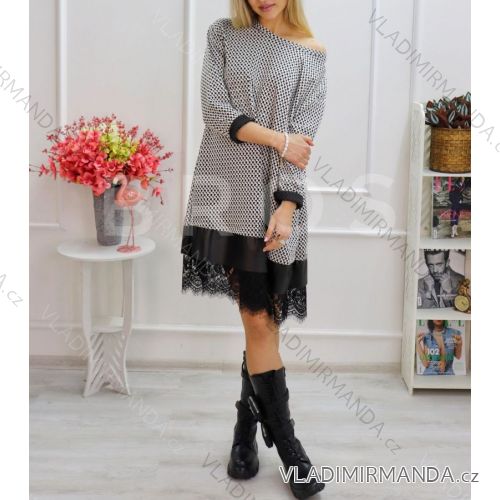 Šaty elegantní dlouhý rukáv dámské (M/L ONE SIZE) ITALSKÁ MÓDA IMWG217385