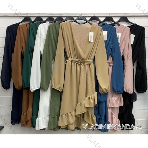 Šaty šifonové dlouhý rukáv dámské (S/M ONE SIZE) ITALSKÁ MÓDA IMWA217403