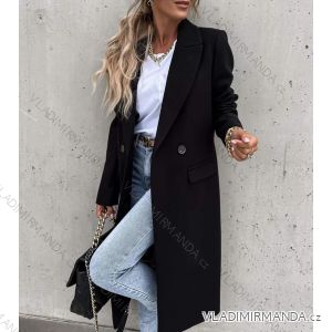 Kabát flaušový dlouhý rukáv dámský (S/M onesize) ITALSKÁ MÓDA IMWE217367BL/DR