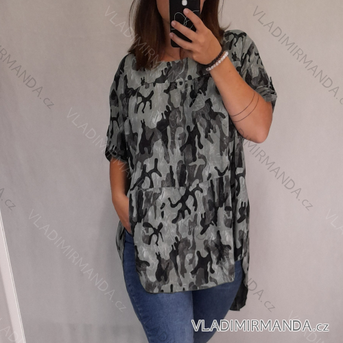 Tunika dlouhý rukáv dámská nadrozměr maskáč (3XL/4XL ONE SIZE) ITALSKÁ MÓDA IMWQ2191215a