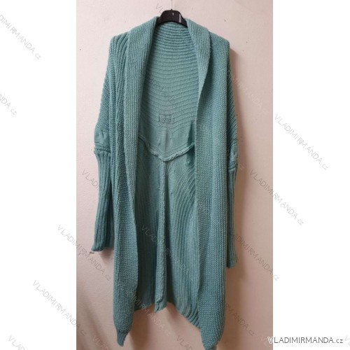 Cardigan pletený dlouhý rukáv dámský (S/M/L ONE SIZE) ITALSKÁ MÓDA IMWL21121 zelená S/M/L