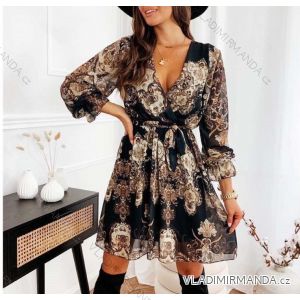 Šaty elegantní dlouhý rukáv dámské (S/M ONE SIZE) ITALSKÁ MÓDA IMWM217234