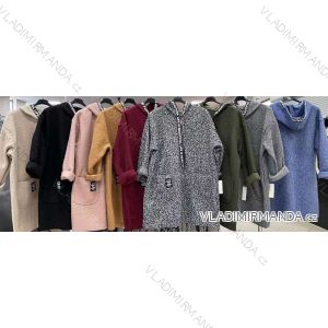 Kabát flaušový beránek dlouhý rukáv dámský (L/XL ONE SIZE) ITALSKÁ MÓDA IMWD217595