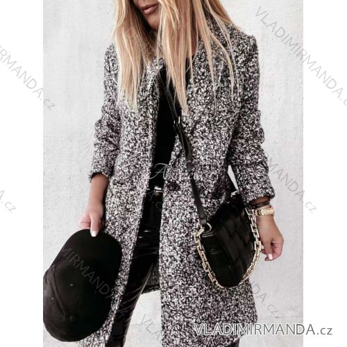 Kabát flaušový dlouhý rukáv dámský (S/M ONE SIZE) ITALSKá MÓDA IMWY217671