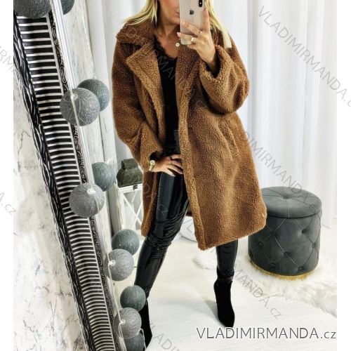 Kabát teddy dlouhý rukáv dámský (S/M ONE SIZE) ITALSKÁ MÓDA IMWHK217679