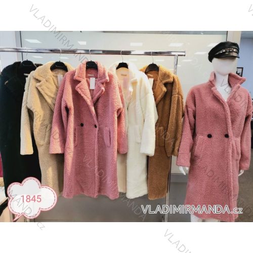 Kabát teddy dlouhý rukáv dámský (S/M ONE SIZE) ITALSKÁ MÓDA IMWHK217682