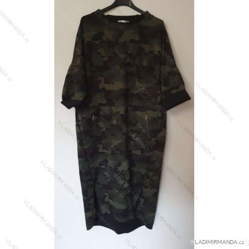 Šaty volnočasové dlouhý rukáv dámské maskáč (M/L/XL ONE SIZE) ITALSKÁ MÓDA IM521204