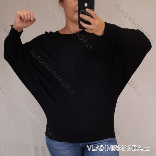 Svetr tenký dlouhý rukáv dámský (L/XL ONE SIZE) ITALSKÁ MÓDA IMP21251/DR black L / XL one size