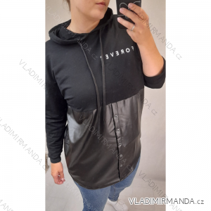 Mikina oversize balvněná dlhý rukáv s kapucňou dámska koženka (XL / 2XL ONE SIZE) TALIANSKÁ MÓDA IMW21047 / DR