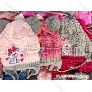 Čepice zimní pletená dětská dívčí (4-9 LET) POLSKÁ VÝROBA PV421210