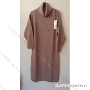 Šaty pletené s rolákem dlouhý rukáv dámský nadrozměr (XL/2XL ONE SIZE) ITALSKÁ MÓDA IM821027