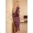 353-1 Fitted dress with a slit on the side - brown boho