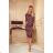 353-1 Fitted dress with a slit on the side - brown boho