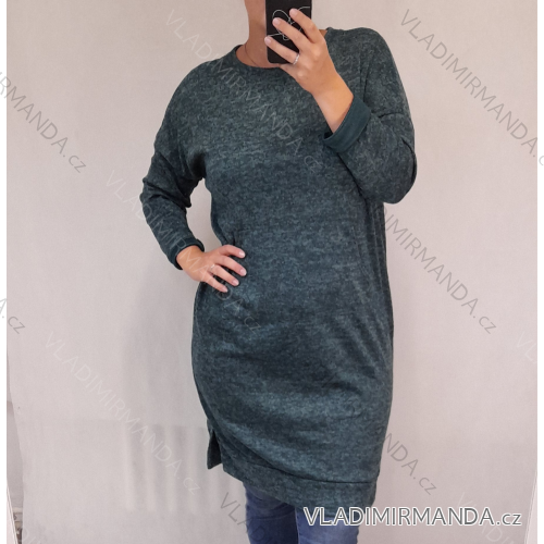 Šaty teplé dlouhý rukáv dámská (L/XL ONE SIZE) ITALSKá MóDA IM421MIA XL / 3XL Green