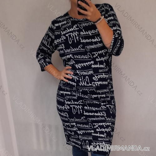 Šaty s vreckami dlhý rukáv dámske (50-56 ) POLSKÁ MÓDA IMWT21WRITE