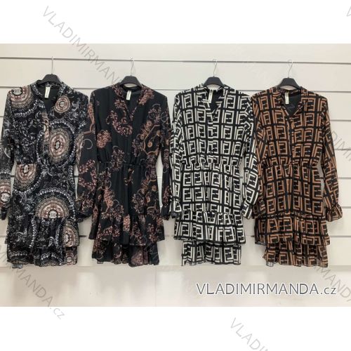 Šaty elegantní košilové dlouhý rukáv dámské (S/M ONE SIZE) ITALSKÁ MÓDA IMWY21734