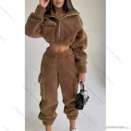 Súprava teplá mikina a tepláky dámska (S / M ONE SIZE) TALIANSKÁ MÓDA IMWE21423