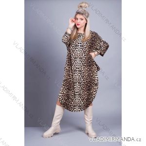 Šaty dlouhý rukáv dámské nadrozměr leopard (3XL/4XL ONE SIZE) POLSKÁ MÓDA IMLI21028/DR