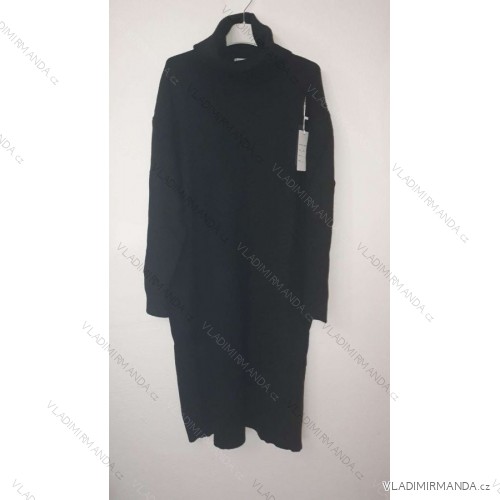 Šaty úpletové s rolákem dlouhý rukáv dámské (XL/2XL ONE SIZE) MaD fashion ITALSKá MóDA IMT21S-835 Černá xl/2xl one size