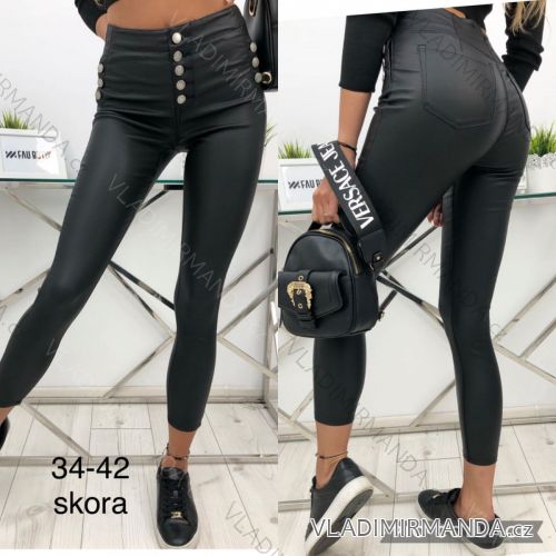 Kalhoty koženkové dlouhé dámské (36-44) JEANS JAW217809