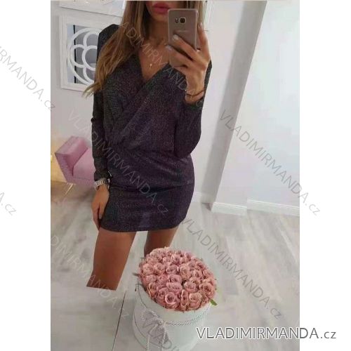 Šaty elegantné dlhý rukáv dámske (S / M ONE SIZE) TALIANSKÁ MÓDA IMWY217892